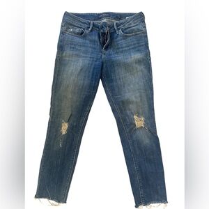 Lucky Brand Distressed Ankle Jeans in Dark Blue